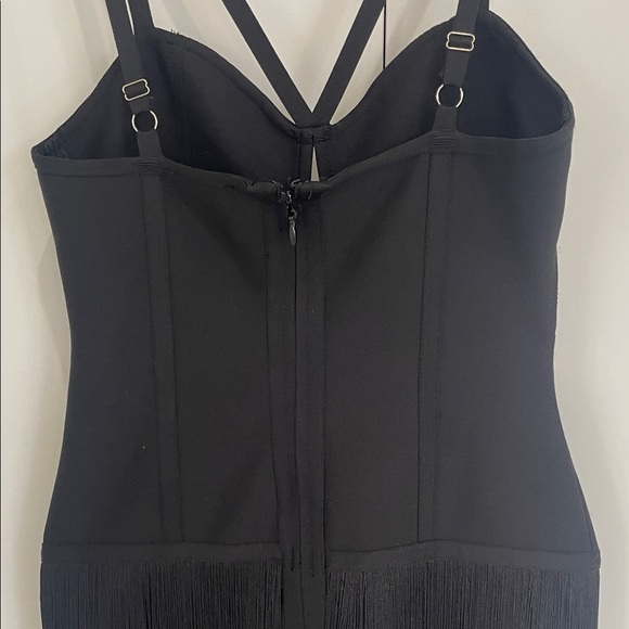 Elegant Black Strappy Fringe Bodycon Dress π€ Cutout Strappy Neck β’ Formal Dress - Picture 10 of 16